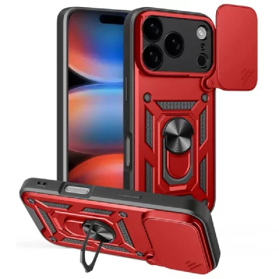HTDMOBILES Coque pour Apple iPhone 17 Pro Max - housse etui rigide anti choc + film ecran - ROUGE -