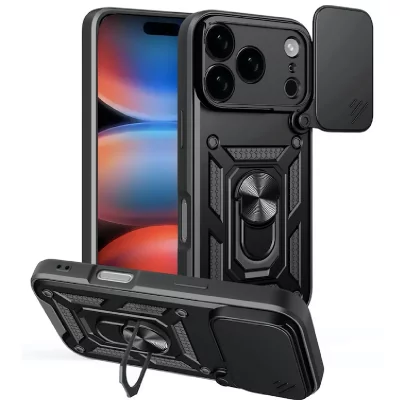 HTDMOBILES Coque pour Apple iPhone 17 Pro Max - housse etui rigide anti choc + verre trempe - NOIR -