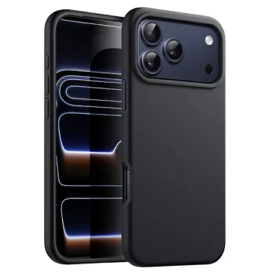 HTDMOBILES Coque pour Apple iPhone 17 Pro Max - housse etui silicone gel fine + film ecran - NOIR -