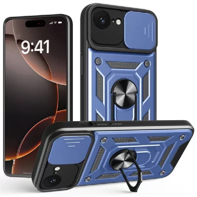 HTDMOBILES Coque Pour Apple Iphone 17e - Housse Etui Rigide Anti Choc + Film Ecran - Bleu Fonce