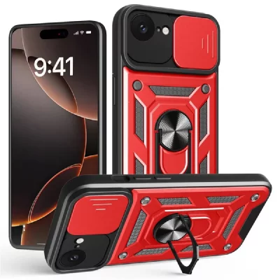 HTDMOBILES Coque Pour Apple Iphone 17e - Housse Etui Rigide Anti Choc + Film Ecran - Rouge
