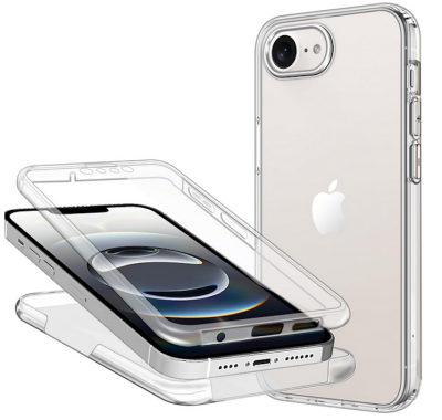 HTDMOBILES Coque Pour Apple Iphone 17e - Housse Etui Silicone Gel 360 Integrale + Verre Trempe - Transparent