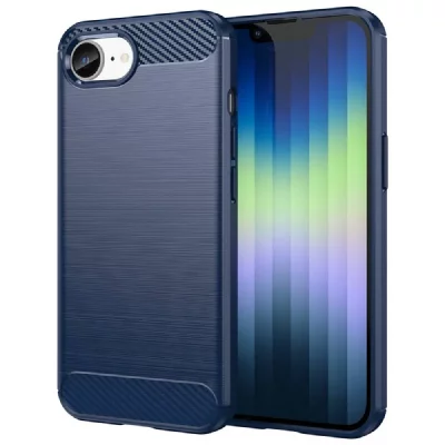 HTDMOBILES Coque Pour Apple Iphone 17e - Housse Etui Silicone Gel Carbone + Film Ecran - Bleu Fonce