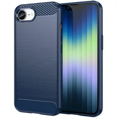 HTDMOBILES Coque pour Apple iPhone 17e - housse etui silicone gel carbone + verre trempe - BLEU FONCE