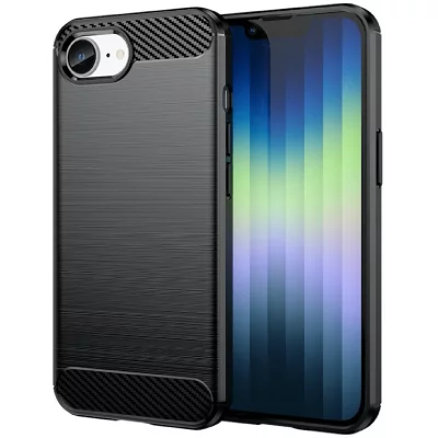 HTDMOBILES Coque Pour Apple Iphone 17e - Housse Etui Silicone Gel Carbone + Verre Trempe - Noir
