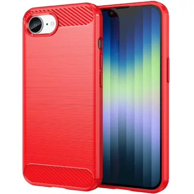 HTDMOBILES Coque pour Apple iPhone 17e - housse etui silicone gel carbone + verre trempe - ROUGE