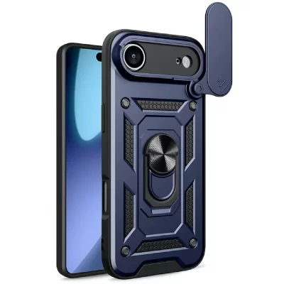 HTDMOBILES Coque pour Apple iPhone Air - housse etui rigide anti choc + verre trempe - BLEU FONCE -