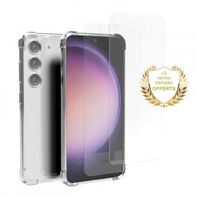 EVETANE Coque pour Galaxy S23 antichoc transparente + 2 vitres []