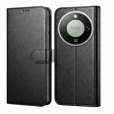 PHONILLICO Coque pour Honor Magic 8 Lite 5G - Portefeuille Noir Rabat Clapet Aimant&eacute; Rangement Cartes