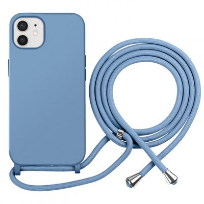 MOXIE Coque pour iPhone 12 / 12 Pro en TPU Premium Color Lace avec Cordon Tour de Cou Bleu