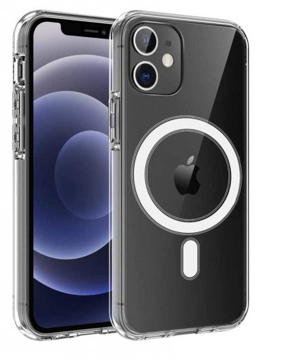 PHONILLICO Coque pour iPhone 12 (6,1) - Silicone Transparent avec Cercle magn&eacute;tique int&eacute;gr&eacute;
