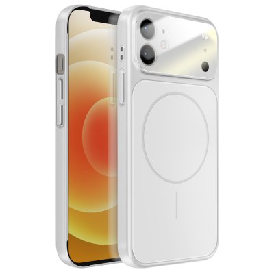 AVIZAR Coque pour iPhone 12 Compatible MagSafe Finition AG Glass Mate Argent