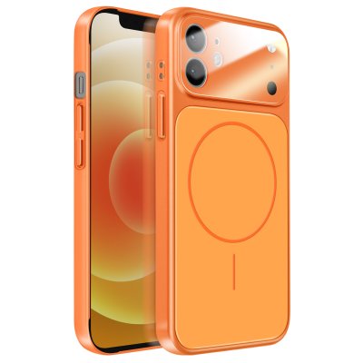 AVIZAR Coque Pour Iphone 12 Compatible Magsafe Finition Ag Glass Mate Orange