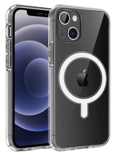 PHONILLICO Coque pour iPhone 13 (6,1) - Silicone Transparent avec Cercle magn&eacute;tique int&eacute;gr&eacute;