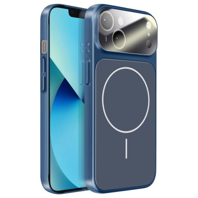 AVIZAR Coque Pour Iphone 13 Compatible Magsafe Finition Ag Glass Mate Bleu Nuit