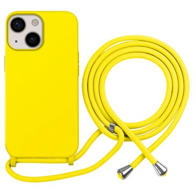 MOXIE Coque pour iPhone 13 en TPU Premium Color Lace avec Cordon Tour de Cou Jaune