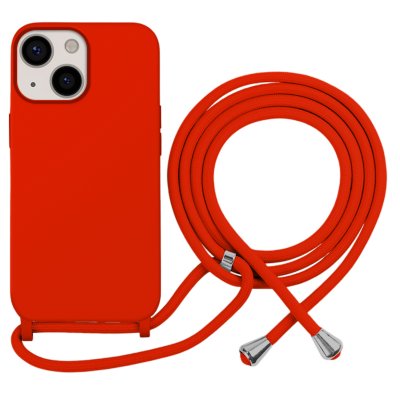MOXIE Coque pour iPhone 13 en TPU Premium Color Lace avec Cordon Tour de Cou Rouge
