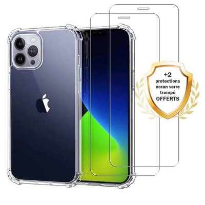 EVETANE Coque pour Iphone 13 Pro Max antichoc transparente + 2 vitres []