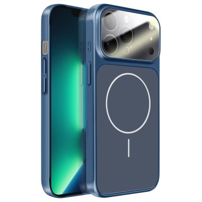 AVIZAR Coque pour iPhone 13 Pro Max Compatible MagSafe Finition AG Glass Mate Bleu nuit