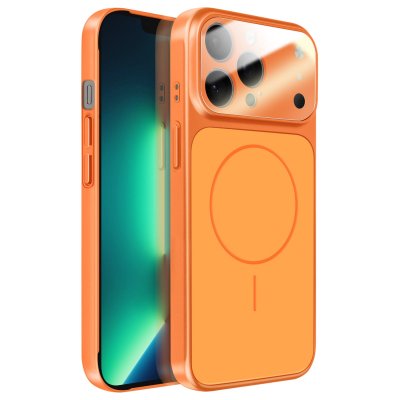 AVIZAR Coque pour iPhone 13 Pro Max Compatible MagSafe Finition AG Glass Mate Orange