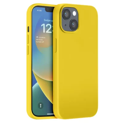 MOXIE Coque pour iPhone 14 Edition Color Skin en TPU avec Int&eacute;rieur Doux Jaune