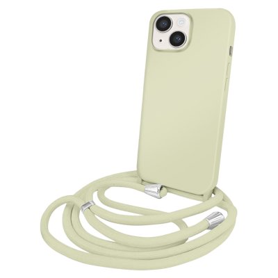 MOXIE Coque pour iPhone 14 en TPU Premium Color Lace avec Cordon Tour de Cou Vert p&acirc;le