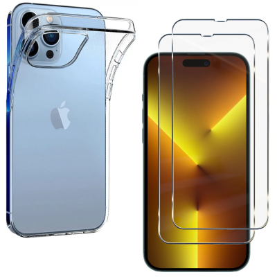 PHONILLICO Coque pour iPhone 14 PRO et 2 Verres Tremp&eacute; Film Protection Ecran