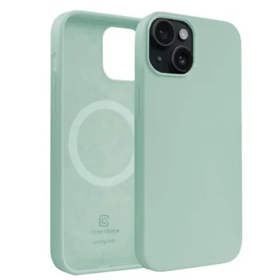 CRONG Coque pour iPhone 15 Compatible MagSafe en Silicone Souple Antichocs  Vert Menthe