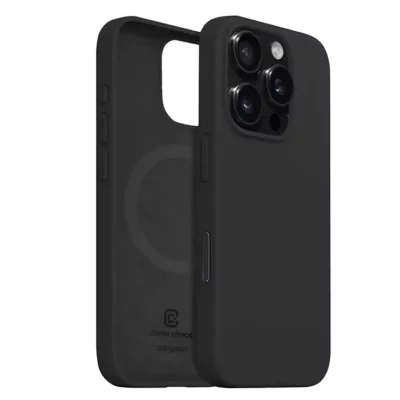 CRONG Coque pour iPhone 15 Pro Max MagSafe en Silicone Souple Antichocs  Noir