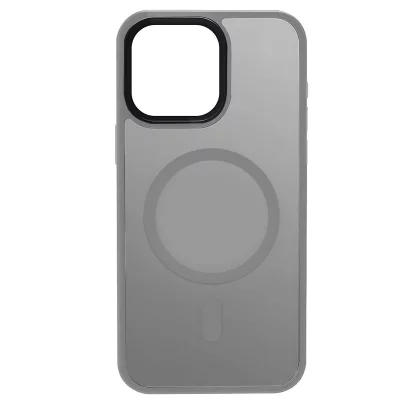 CRONG Coque pour iPhone 15 Pro Mod&egrave;le Hybrid Frost Mag Cover Ultra R&eacute;sistant  Gris clair