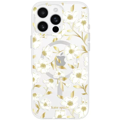 KATE SPADE Coque pour iPhone 16 Pro Max Motif Sunshine Floral Compatible MagSafe Blanc / Jaune