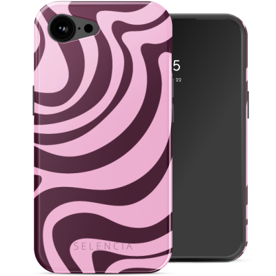 SELENCIA Coque pour iPhone 16e Plastique Wavy Swirl Pink Prune