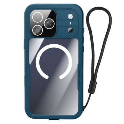 SHELLBOX Coque pour iPhone 17 Pro &Eacute;tanche IP68 Antichoc 2m avec Dragonne Inclus Bleu canard - Neuf