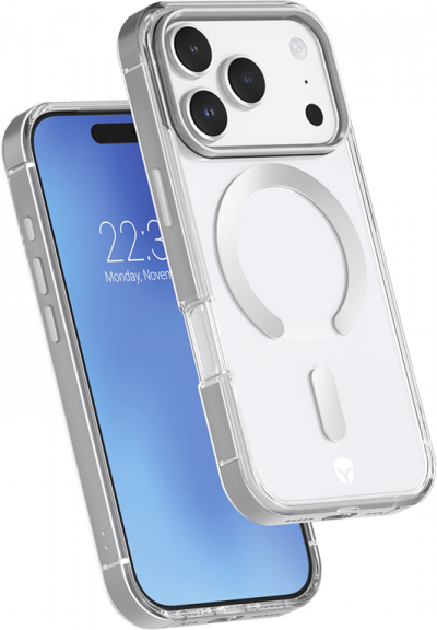 FORCE CASE Coque pour iPhone 17 Pro MagSafe Contour M&eacute;tal Antichocs 2m Premium Gris
