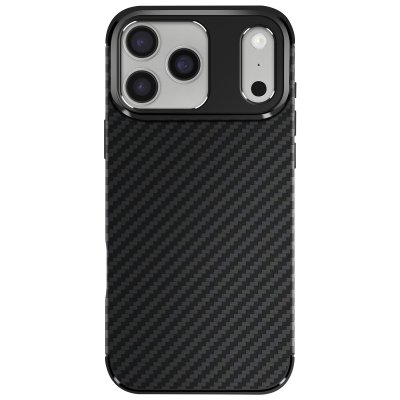 ENVIRO Coque pour iPhone 17 Pro Max en Silicone Souple avec Finition Carbone Textur&eacute;  Noir