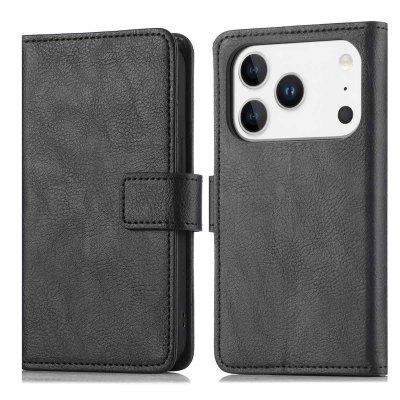 IMOSHION Coque pour iPhone 17 Pro Max Similicuir Noir