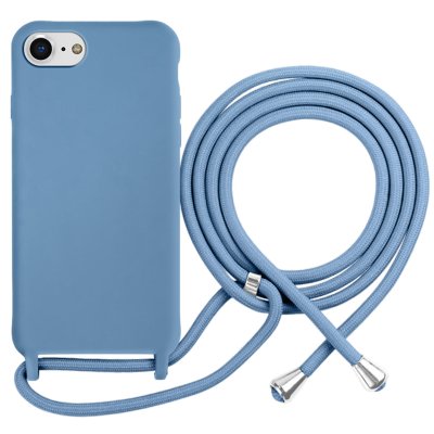 MOXIE Coque pour iPhone 7 / 8 en TPU Premium Color Lace avec Cordon Tour de Cou Bleu