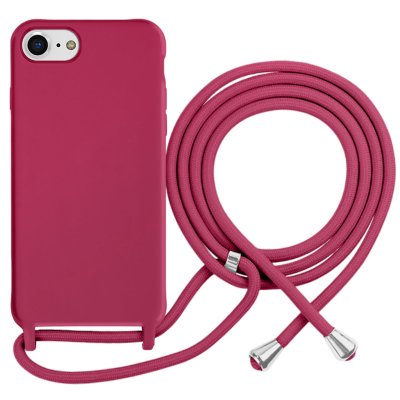MOXIE Coque pour iPhone 7 / 8 en TPU Premium Color Lace avec Cordon Tour de Cou Bordeaux