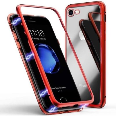 PHONILLICO Coque pour iPhone SE 2020 -  - Magn&eacute;tique Rouge - Verre Tremp&eacute; - Protection Ecran