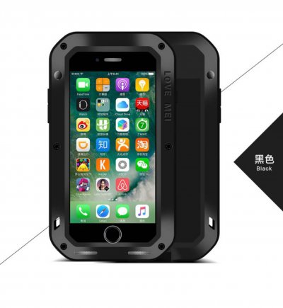LOVE MEI Coque pour iPhone SE 2022 / 2020 / 8 / 7 Int&eacute;grale avec Film &eacute;cran Noir