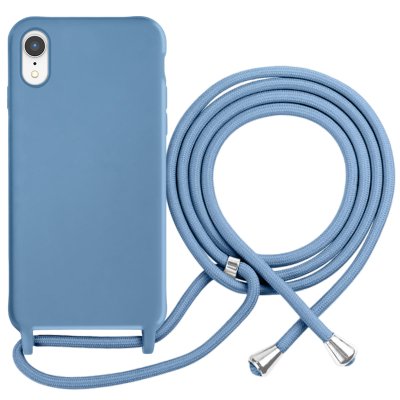 MOXIE Coque pour iPhone XR en TPU Premium Color Lace avec Cordon Tour de Cou Bleu