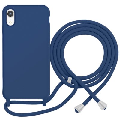 MOXIE Coque pour iPhone XR en TPU Premium Color Lace avec Cordon Tour de Cou Bleu marine