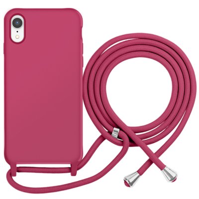 MOXIE Coque pour iPhone XR en TPU Premium Color Lace avec Cordon Tour de Cou Bordeaux