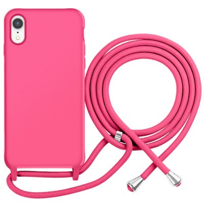MOXIE Coque pour iPhone XR en TPU Premium Color Lace avec Cordon Tour de Cou Fuchsia