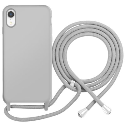 MOXIE Coque pour iPhone XR en TPU Premium Color Lace avec Cordon Tour de Cou Gris