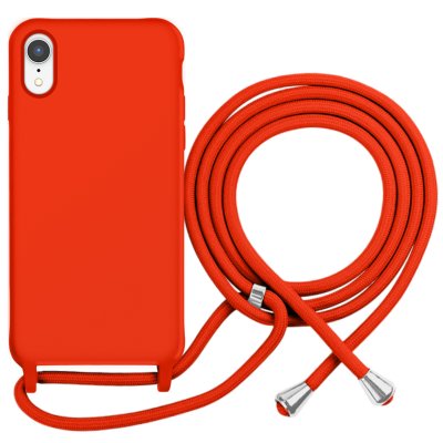 MOXIE Coque pour iPhone XR en TPU Premium Color Lace avec Cordon Tour de Cou Rouge