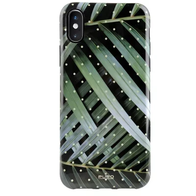 PURO Coque pour iPhone XS Max Collection Glam Tropical Leaves Vert - Neuf