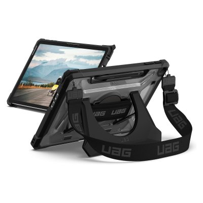 URBAN ARMOR GEAR Coque pour Microsoft Surface Pro 12 Plasma avec Poign&eacute;e Rotative et Support Noir transparent - Neuf