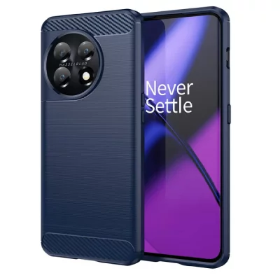HTDMOBILES Coque Pour Oneplus 11 5g - Housse Etui Silicone Gel Carbone + Film Ecran - Bleu Fonce