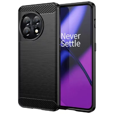 HTDMOBILES Coque Pour Oneplus 11 5g - Housse Etui Silicone Gel Carbone + Film Ecran - Noir